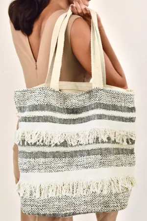 Bohemian Textured Fringes Tote Bag