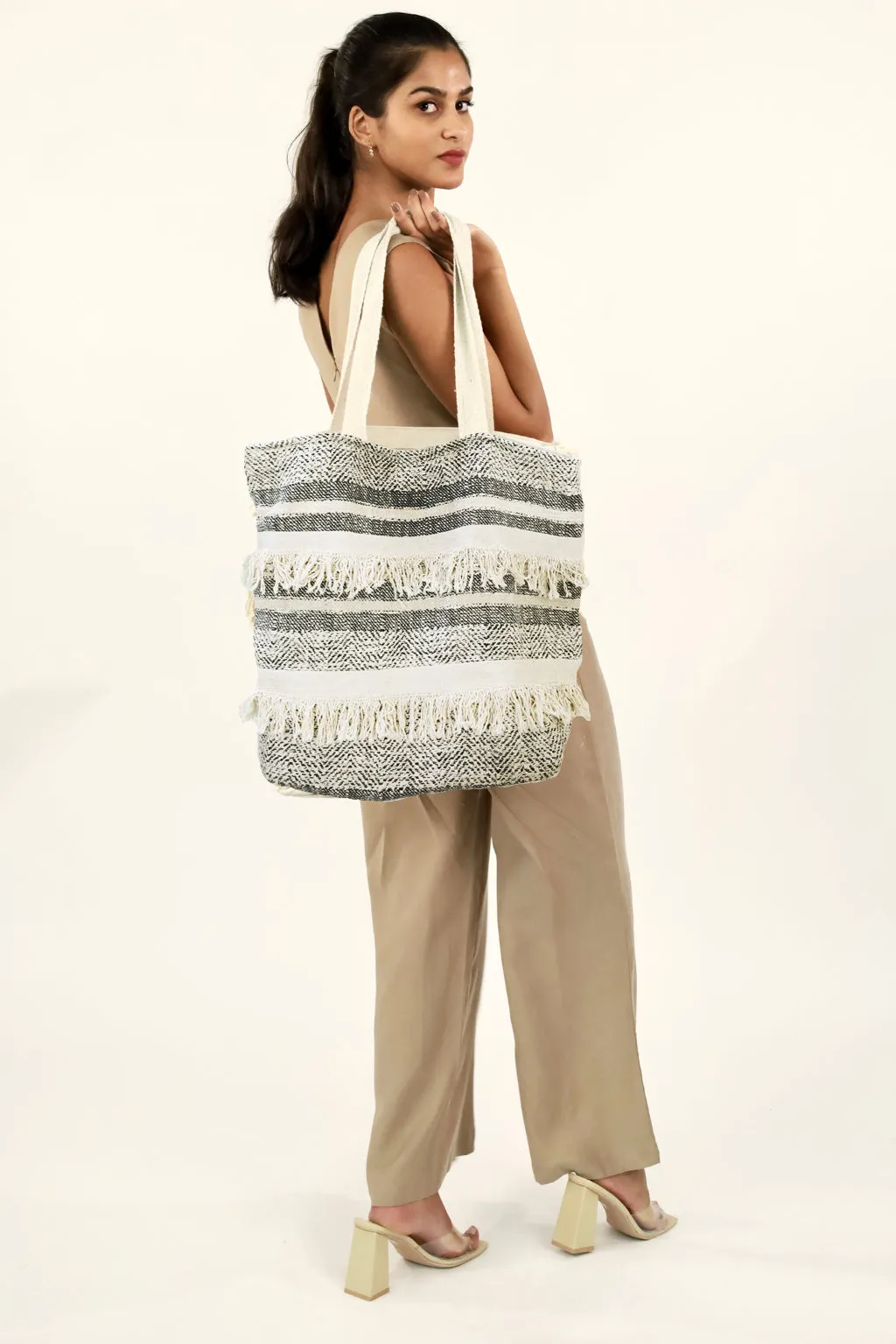 Bohemian Textured Fringes Tote Bag