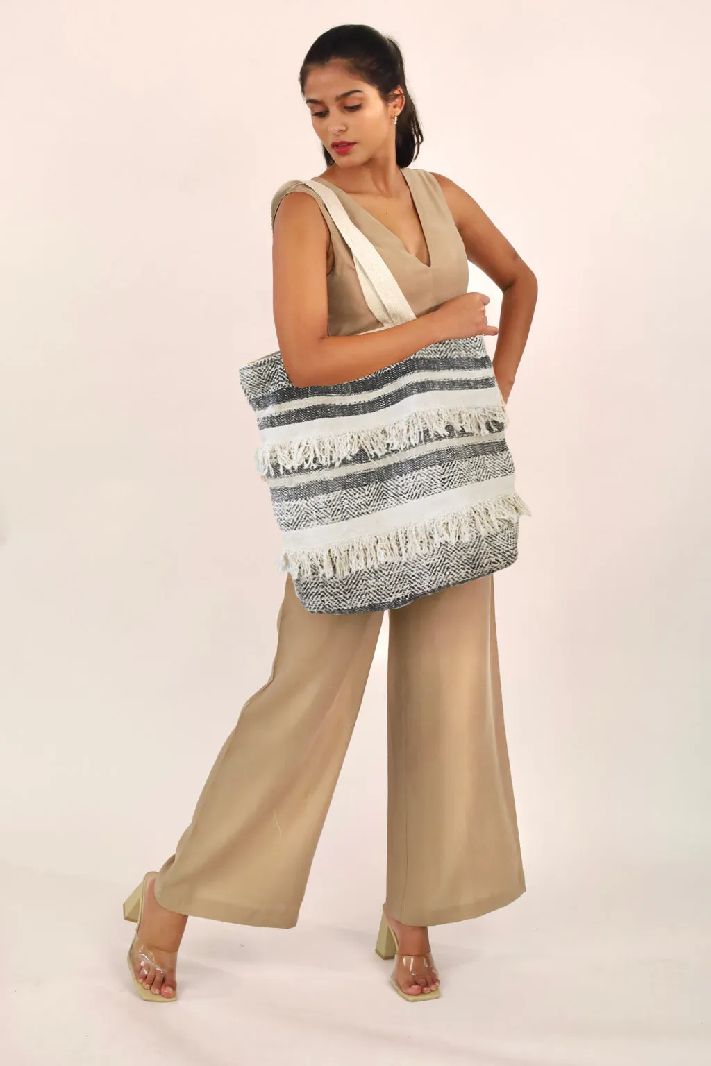 Bohemian Textured Fringes Tote Bag
