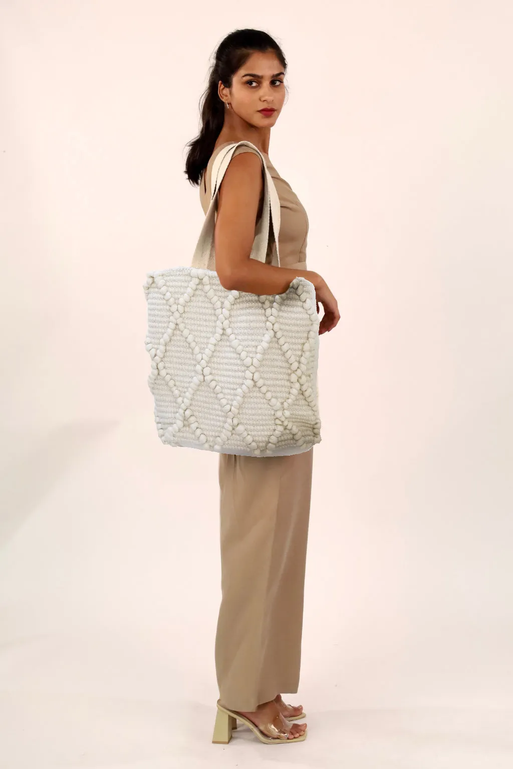 Bohemian White Dots Tote Bag