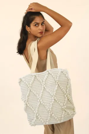 Bohemian White Dots Tote Bag
