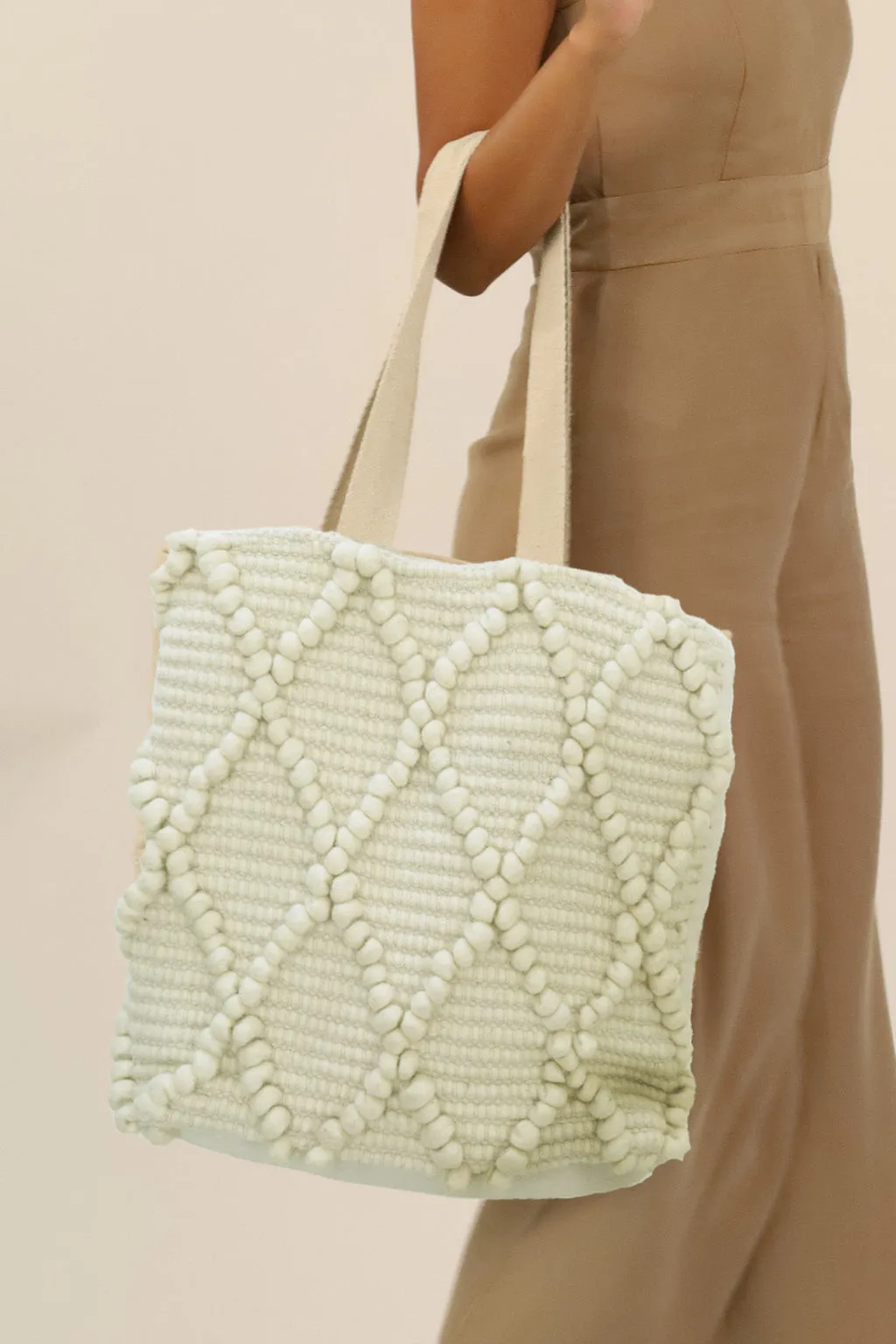 Bohemian White Dots Tote Bag