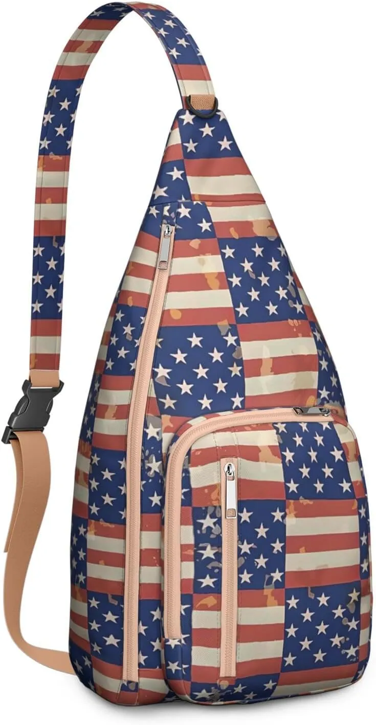 Boho Abstract Crossbody Bag Daypack for Women Men Lightweight Waterproof Sling Bag Backpack Hiking Cycling