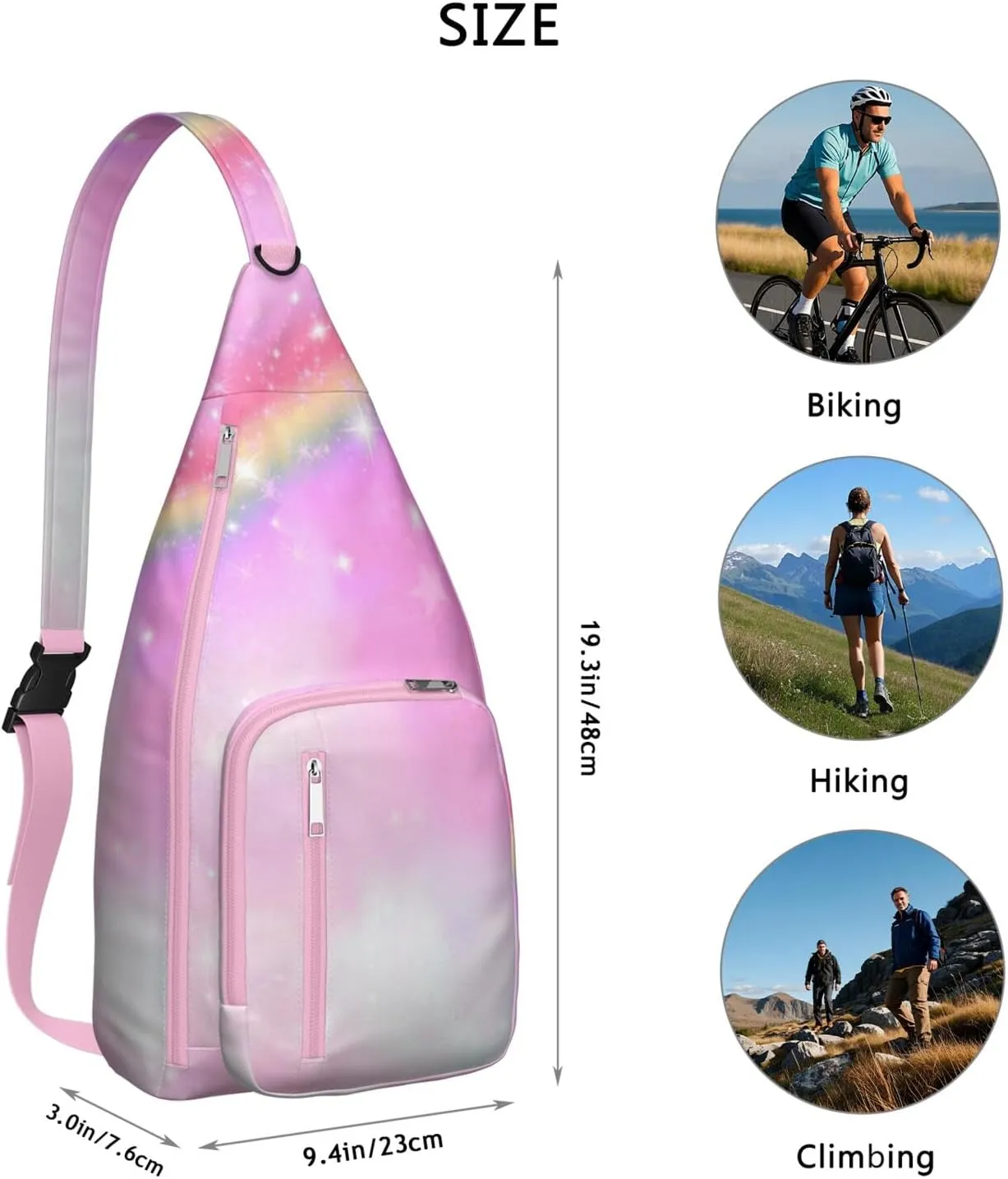 Boho Abstract Crossbody Bag Daypack for Women Men Lightweight Waterproof Sling Bag Backpack Hiking Cycling