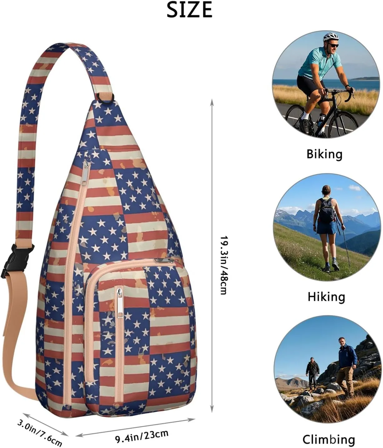 Boho Abstract Crossbody Bag Daypack for Women Men Lightweight Waterproof Sling Bag Backpack Hiking Cycling