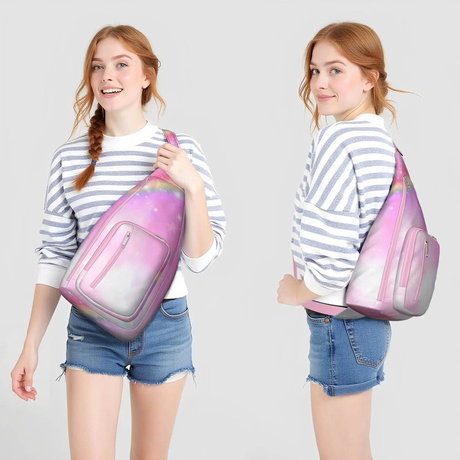 Boho Abstract Crossbody Bag Daypack for Women Men Lightweight Waterproof Sling Bag Backpack Hiking Cycling
