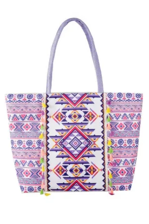 Boho Print Fringe Tote Bag