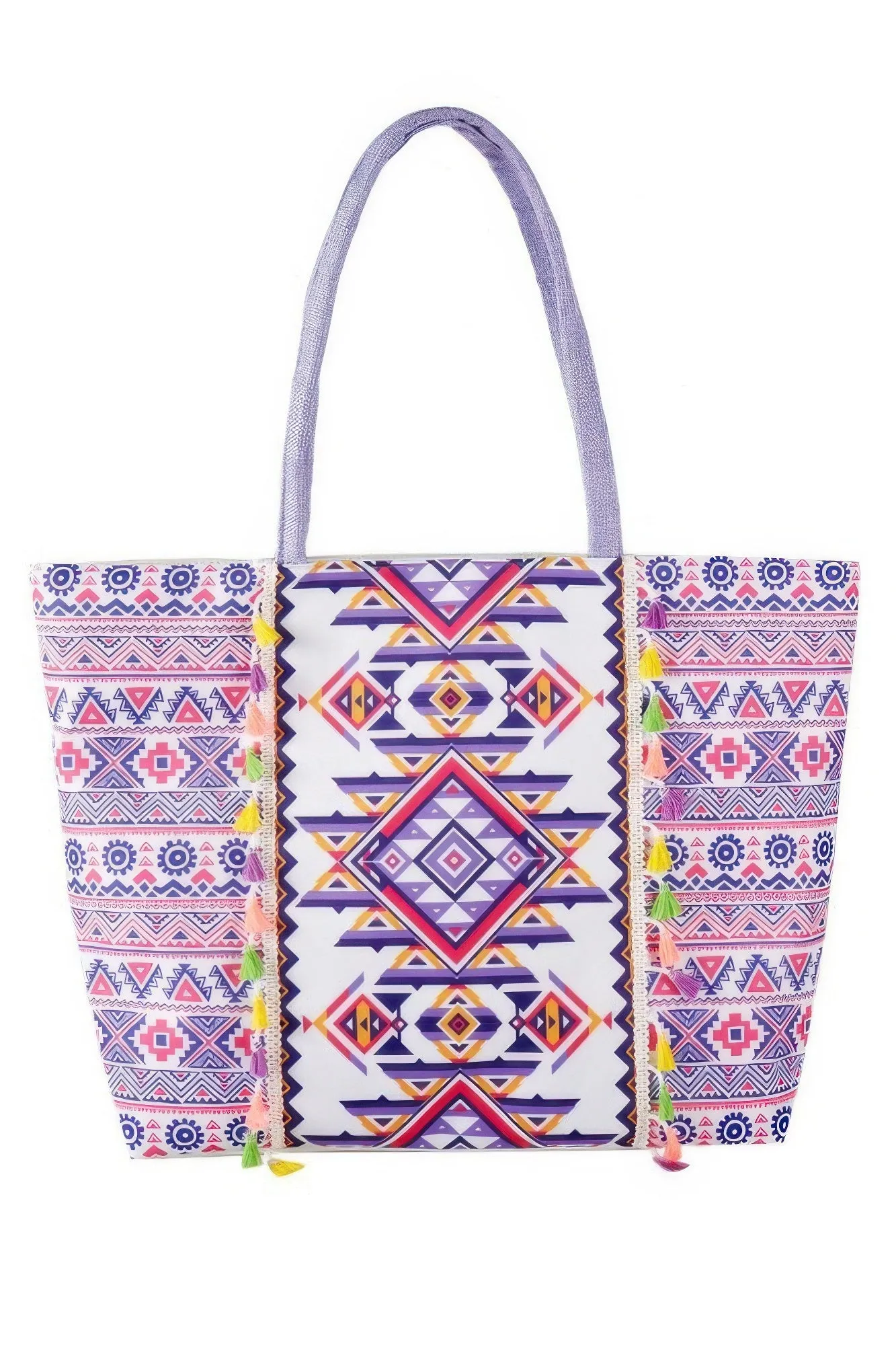 Boho Print Fringe Tote Bag