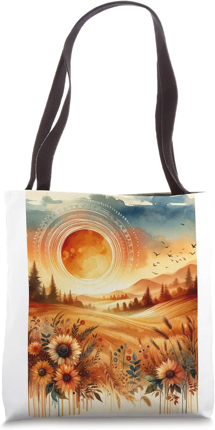 Boho Sun and Bohemian Nature - Warm Colors Tote Bag