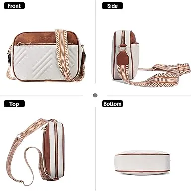 BOSTANTEN Quilted Crossbody Bags for Women Vegan Leather Purses Small Shoulder Handbags with Wide Strap