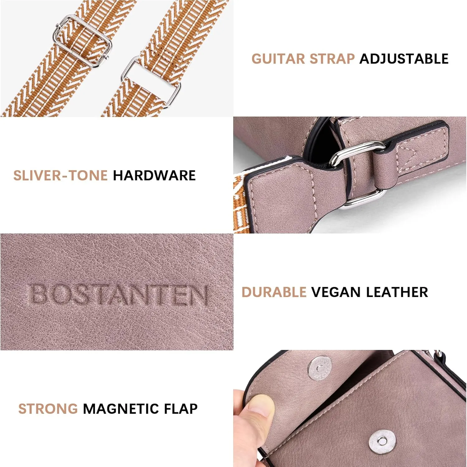 BOSTANTEN Small Crossbody Bags for Women Cell Phone Purse Leather Wallet Handbags with Card Slots