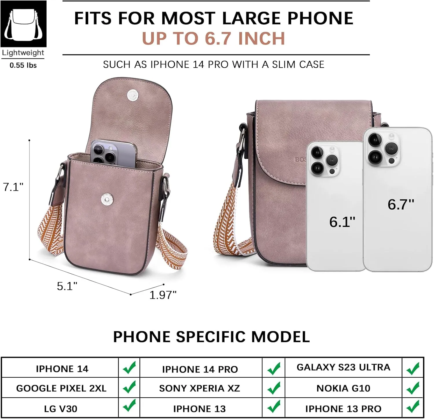 BOSTANTEN Small Crossbody Bags for Women Cell Phone Purse Leather Wallet Handbags with Card Slots