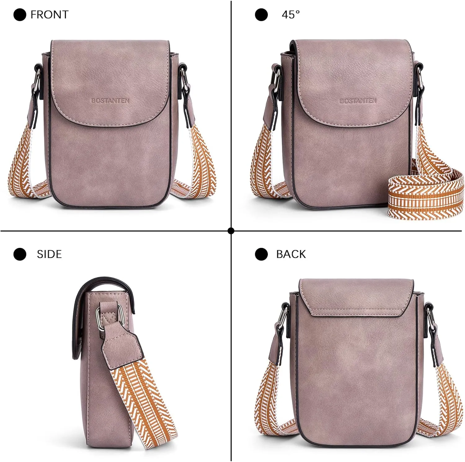 BOSTANTEN Small Crossbody Bags for Women Cell Phone Purse Leather Wallet Handbags with Card Slots