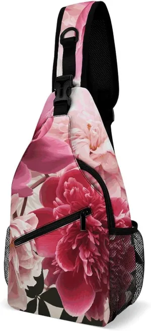 Botanical Floral Crossbody Sling Bag for Women Men Sling Backpack Travel Chest Bag Pack Man Purse Shoulder Bags Daypack for Travel Hiking Cycling