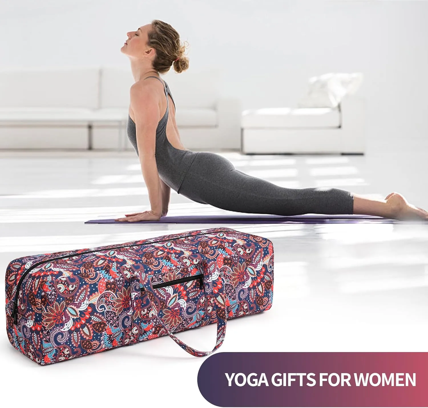 Boulder Bee | Yoga Mat Bag | Large Yoga Mat Carrier with Wet Pocket | Yoga Gifts | Gym Tote Bag for Women