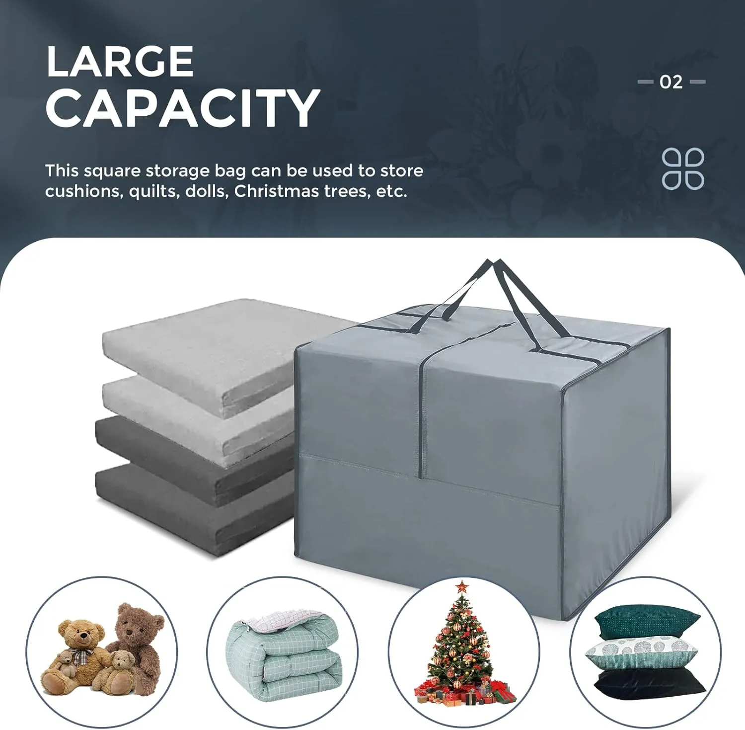 Boyspring Outdoor Storage Bag, 420D Waterproof Fabric, 32'' x 32'' x 24'', Patio Cushion Storage for Outdoor Furniture, Pillow (Grey)