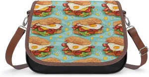 Breakfast Food Sandwich Funny Women's Crossbody Bags Novelty Leather Purse Handbag Shoulder Bag