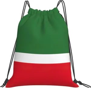 BREAUX Flag of the Chechen Republic print Leisure drawstring backpack, fitness bag, foldable fit for sports travel and daily use