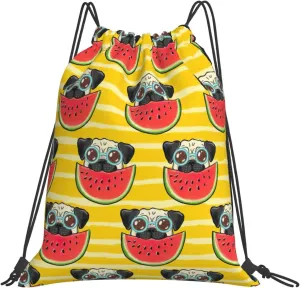 BREAUX Funny French Bullfighting Watermelon Printed sports fitness, drawstring backpack, bag yoga travel leisure backpack