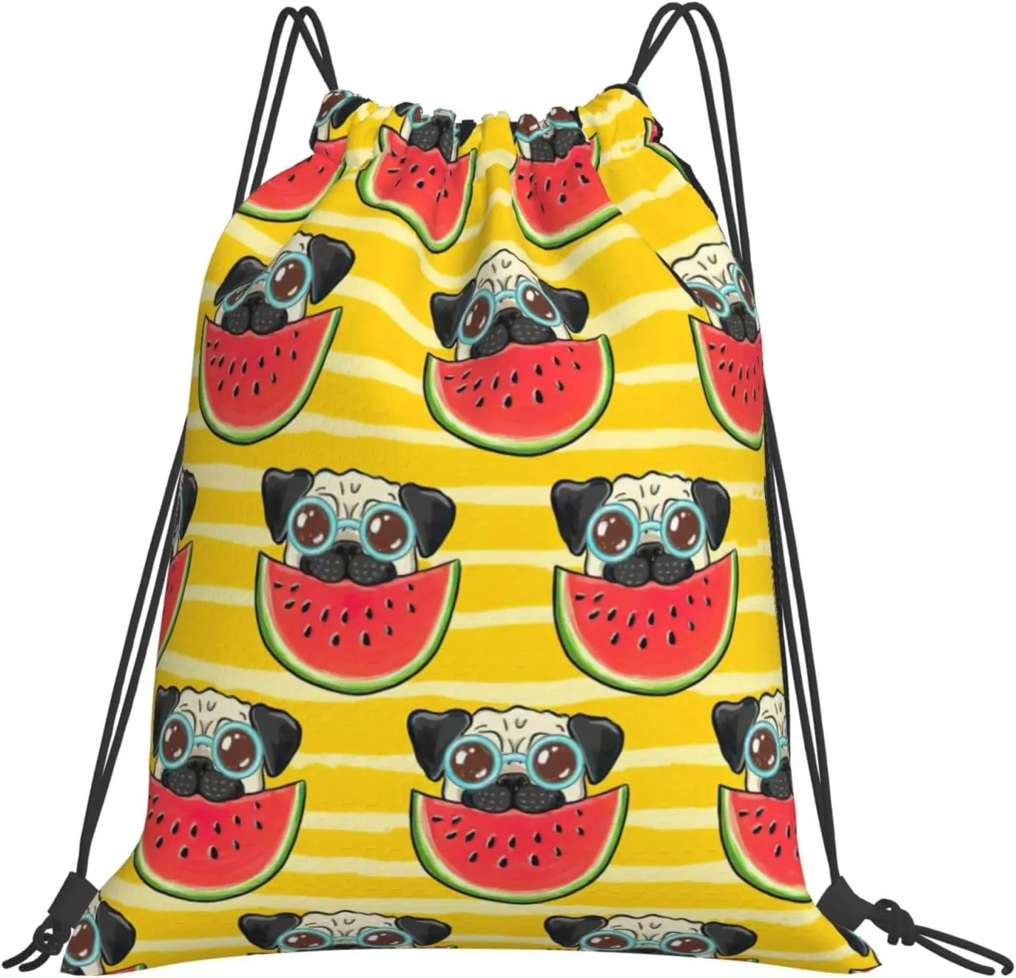 BREAUX Funny French Bullfighting Watermelon Printed sports fitness, drawstring backpack, bag yoga travel leisure backpack