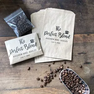 Bridal Shower Coffee Favor - Coffee Favor Bag- Wedding Favor - Coffee Bean Espresso Favor - Custom Paper Bags The Perfect Blend