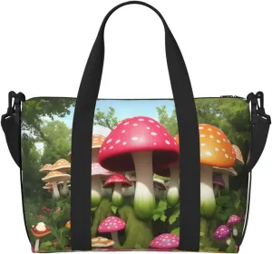 Brightly Colored Mushrooms Travel Duffel Bag Tote Carry On Luggage Bag Water Resistant Weekender Overnight Bags For Foldable