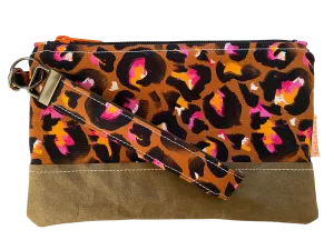 Bronze Leopard Wristlet Bag