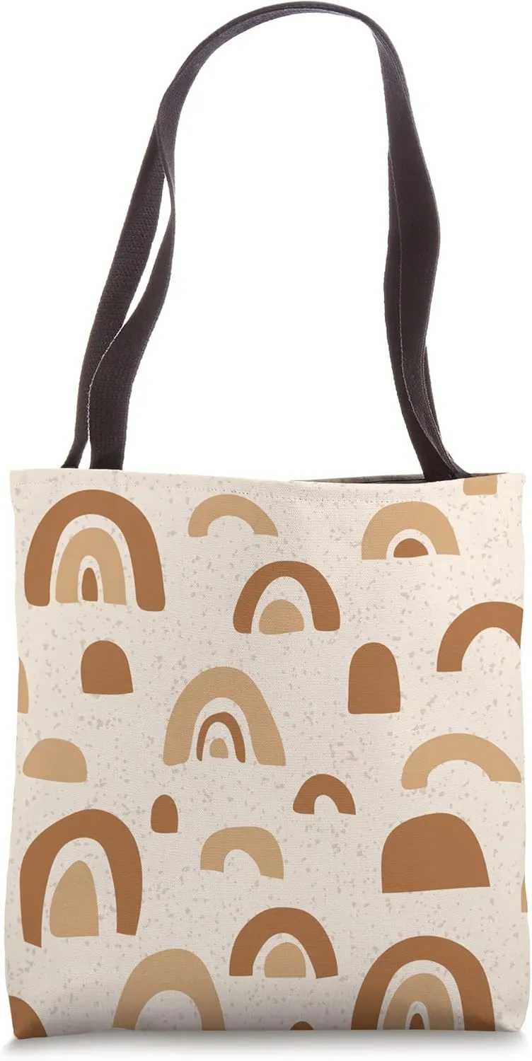 Brown And Tan Boho Arcs With Dotted Pattern Tote Bag