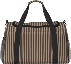 Brown Strip Print Travel Companion Duffle Bag Weekender Bag Sport Gym Bag for Women Men