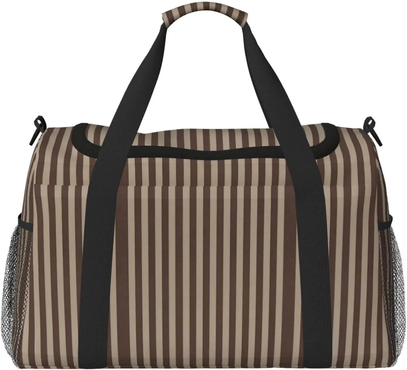 Brown Strip Print Travel Companion Duffle Bag Weekender Bag Sport Gym Bag for Women Men