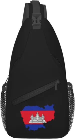 Cambodia Terrain Map Crossbody Bags For Women Men Chest Backpack Gym Shoulder Bag Travel Outdoor Sports Casual Crossbody Bags