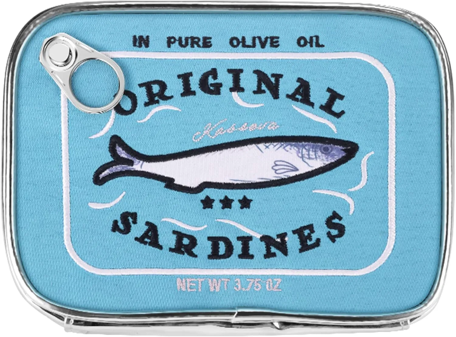 Canned Sardines Makeup Bag, Cute Small Sardines Fish Tin Pouch, Creative Cosmetic Organizer Bag, Funny Gift For Women Best Friends Sister Teen Girls Blue