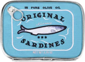 Canned Sardines Makeup Bag, Cute Small Sardines Fish Tin Pouch, Creative Cosmetic Organizer Bag, Funny Gift For Women Best Friends Sister Teen Girls Blue