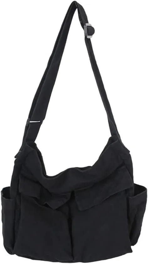Canvas Crossbody Bag for Women Large Messenger Bags Travel Shoulder Bag Multi-pocket