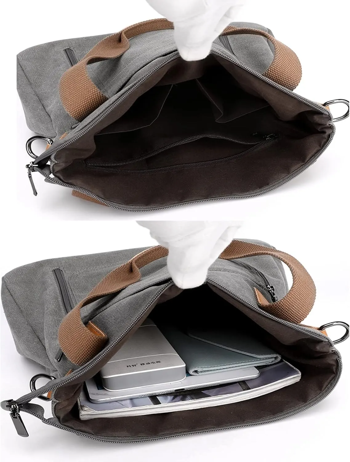 Canvas Crossbody Bags for Women Trendy Tote Purses Work Shoulder Multi-pocket Handbags