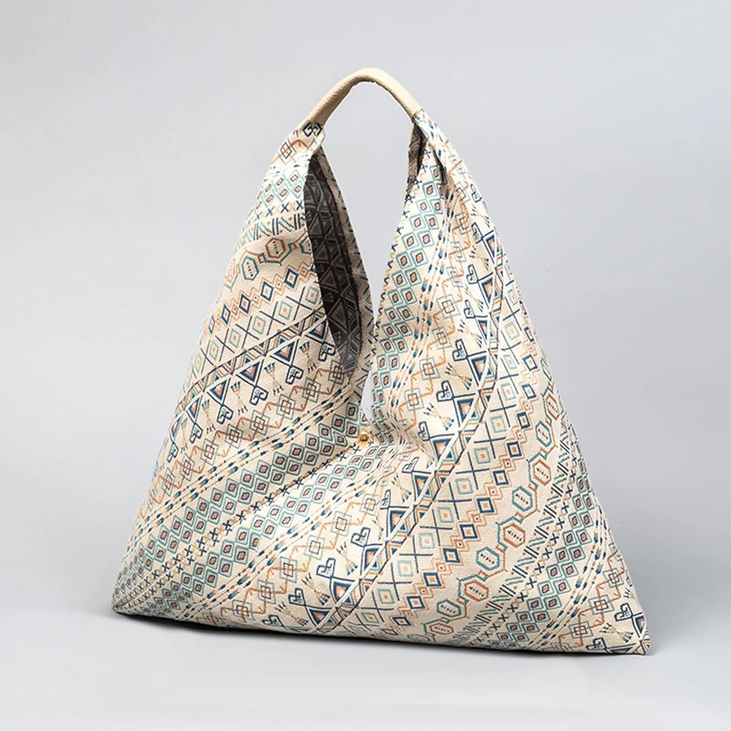 Canvas Handbag for Women - Ethnic Style Tote Top Handle Summer Beach Large Shoulder Bag