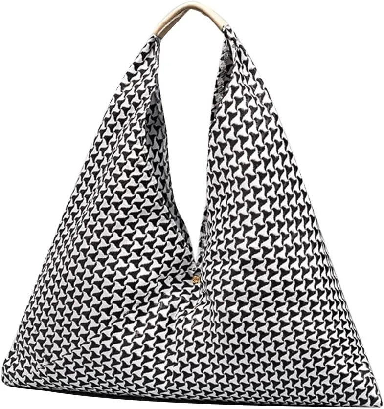Canvas Handbag for Women - Ethnic Style Tote Top Handle Summer Beach Large Shoulder Bag