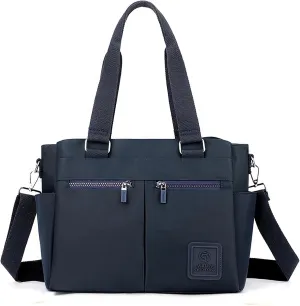Canvas Tote Bag with Multi Pocket for Women Crossbody Shoulder Bag for Work Travel Handbag