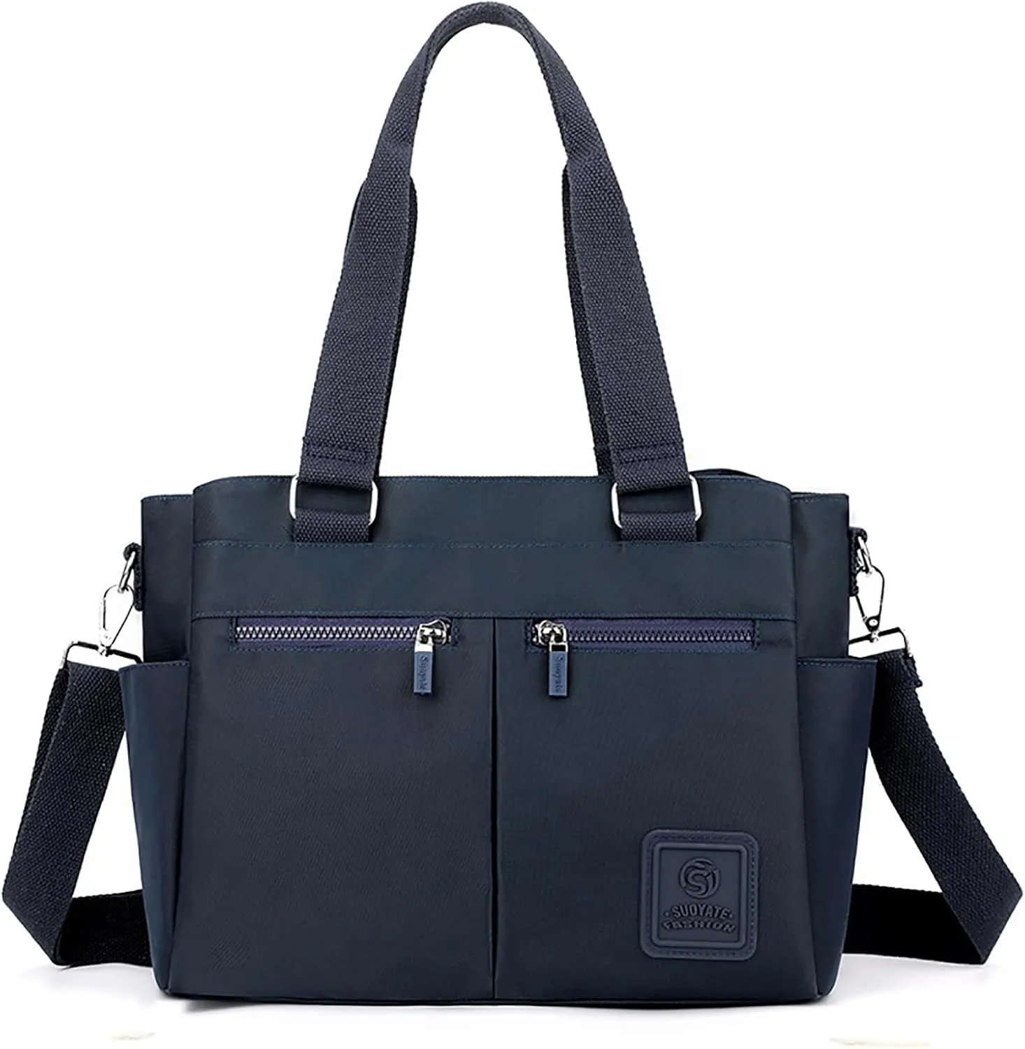 Canvas Tote Bag with Multi Pocket for Women Crossbody Shoulder Bag for Work Travel Handbag