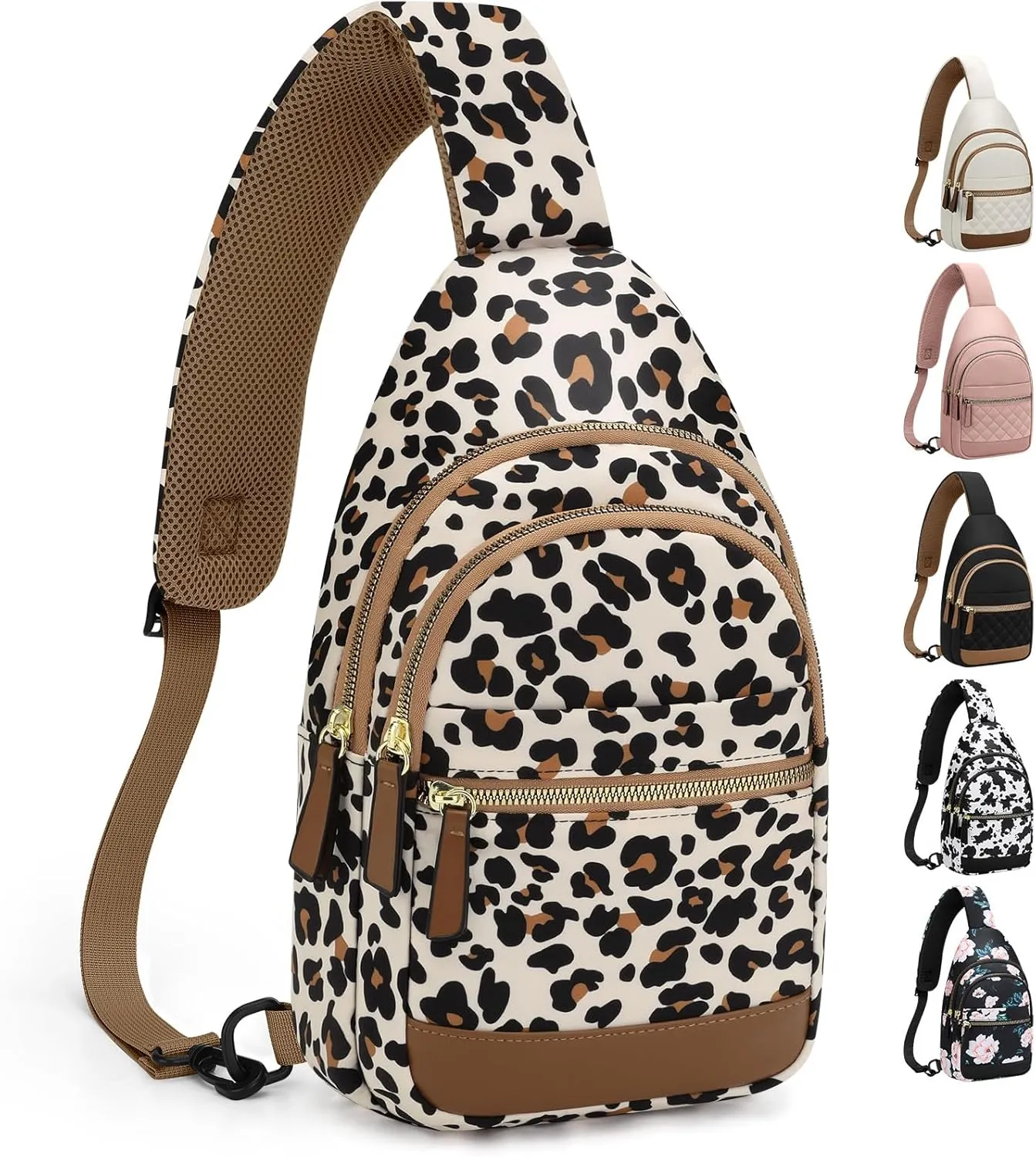 Capolo Sling Bag for Women Men Waterproof Crossbody Bags for Women Trendy Casual Fanny Pack with Convertible Shoulder Strap Chest Bag for Travel Hiking(Leopard, Medium)