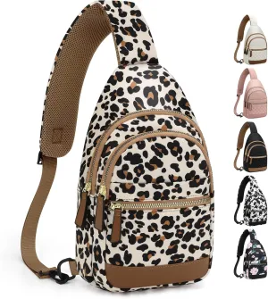 Capolo Sling Bag for Women Men Waterproof Crossbody Bags for Women Trendy Casual Fanny Pack with Convertible Shoulder Strap Chest Bag for Travel Hiking(Leopard, Medium)