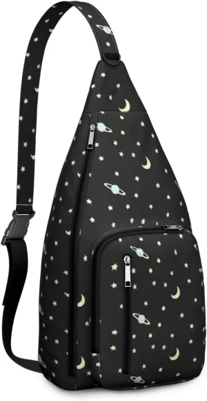Cartoon Galaxy Kawaii Star Crossbody Bag Daypack for Women Men Lightweight Waterproof Sling Bag Backpack Hiking Cycling