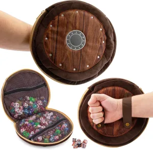 CASEMATIX Wearable Dice Shield Case for Up To 300 Dice with 7 Included RPG Dice - 10.25" Soft Roleplaying Dice Storage & Travel Dice Case with Netted Internal Zipper Pouches