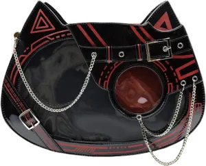 Cat Ita Bag Pin Display Backpack Cyberpunk Purse Luminous Single Shoulder Crossbody Reflection Handbag (Black red(luminous))