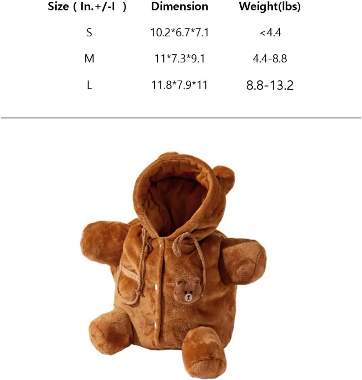 Cat Puppy Costume Plush Outing Backpack Cute Bear Bee Design Anti-Escape Bag for Kitten Cat Small Dog (Bear,Small)