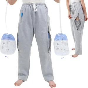 Catheter Leg Bag Pants, Urine Bag Holder Pants for Men/Women, Double Zippered Pockets Holding 2000ml Catheter Bags