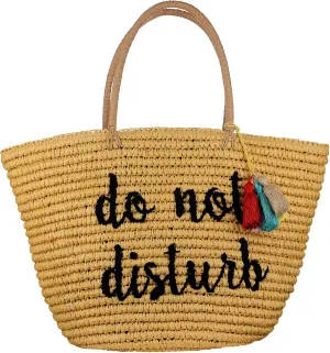 C.C Women's Paper Weaved Beach Embroidered Travel Top Handle Tote Bag