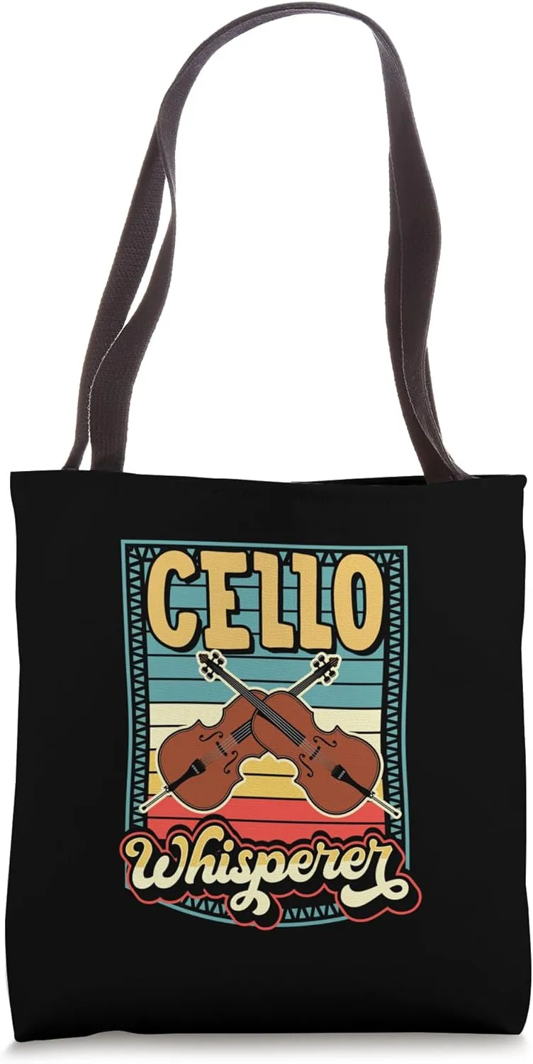 Cello Whisperer Retro Bohemian Style Cellist Tote Bag