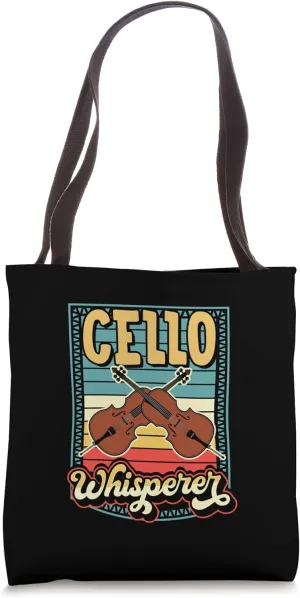 Cello Whisperer Retro Bohemian Style Cellist Tote Bag