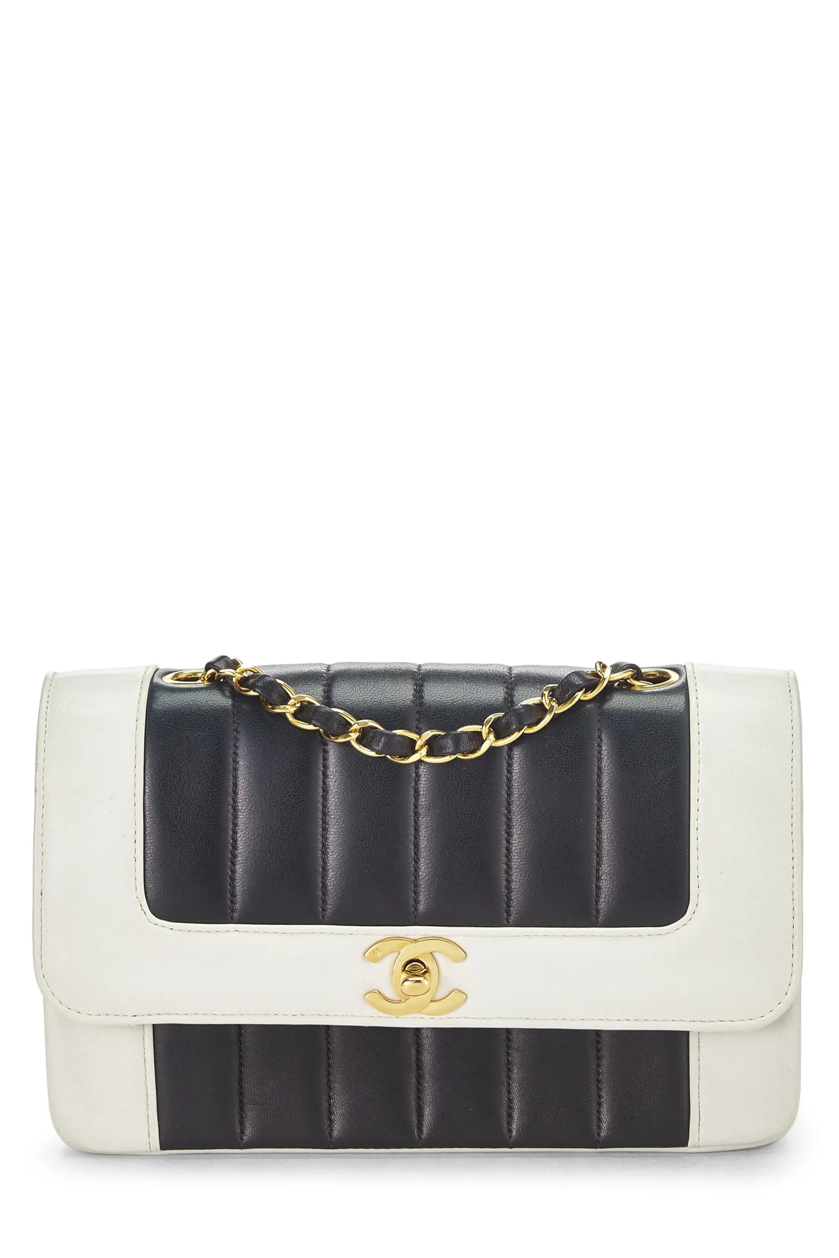 Chanel,  Black Lambskin Vertical Border Half Flap Bag Small, Multi